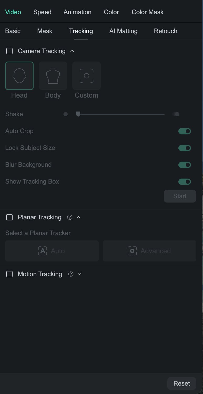 Property Panel in Filmora for Mac