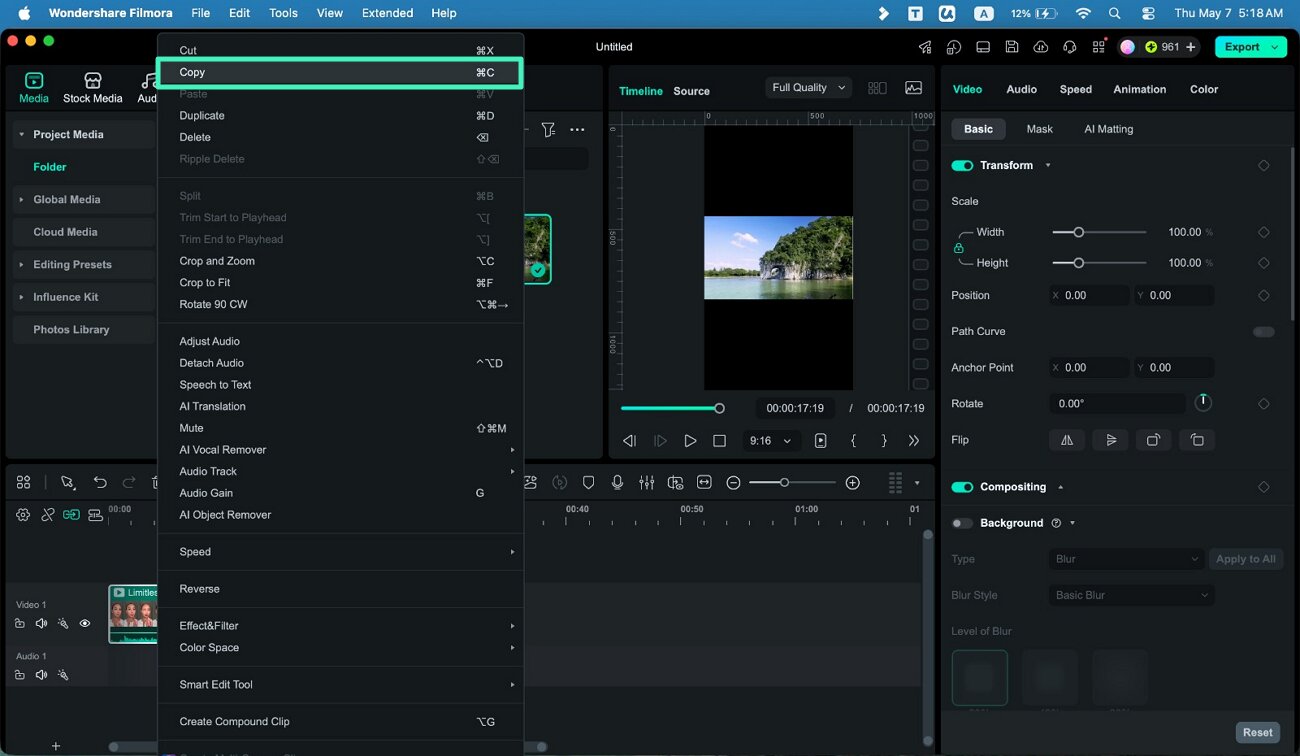duplicate clip filmora mac