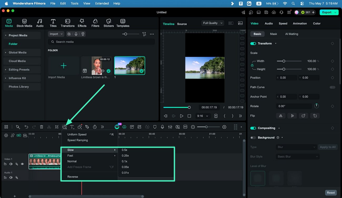 modify video playback speed filmora mac