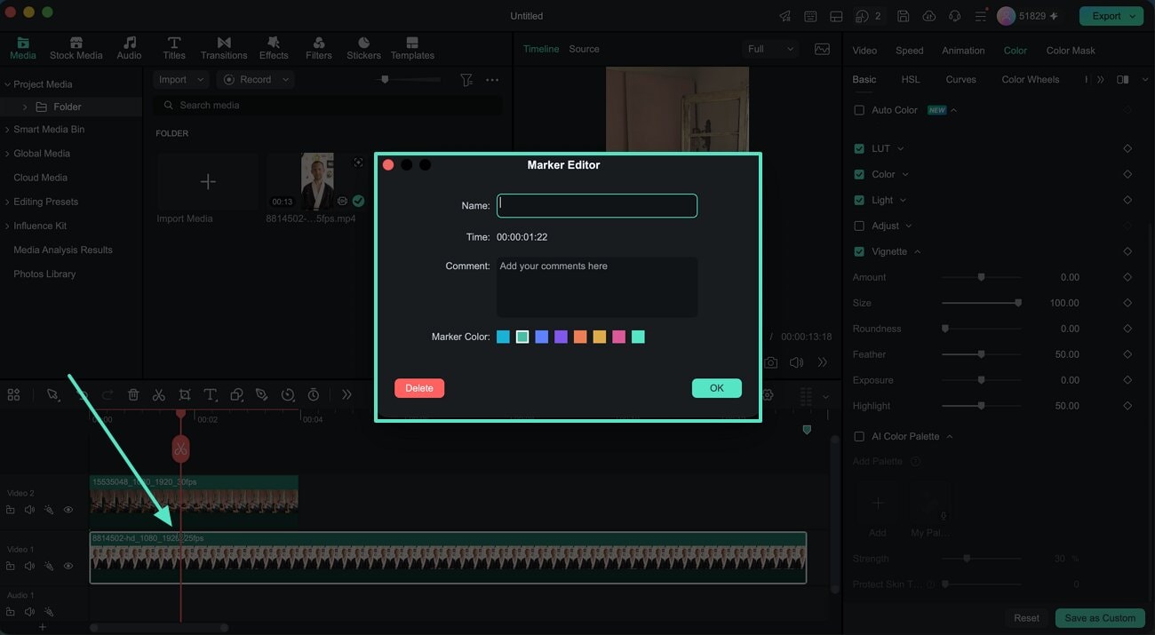 add marker to timeline