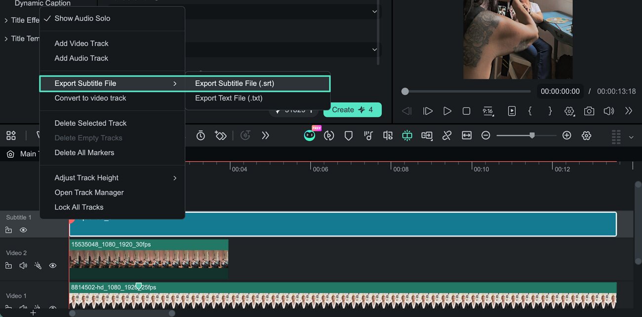 edit subtitle text and export