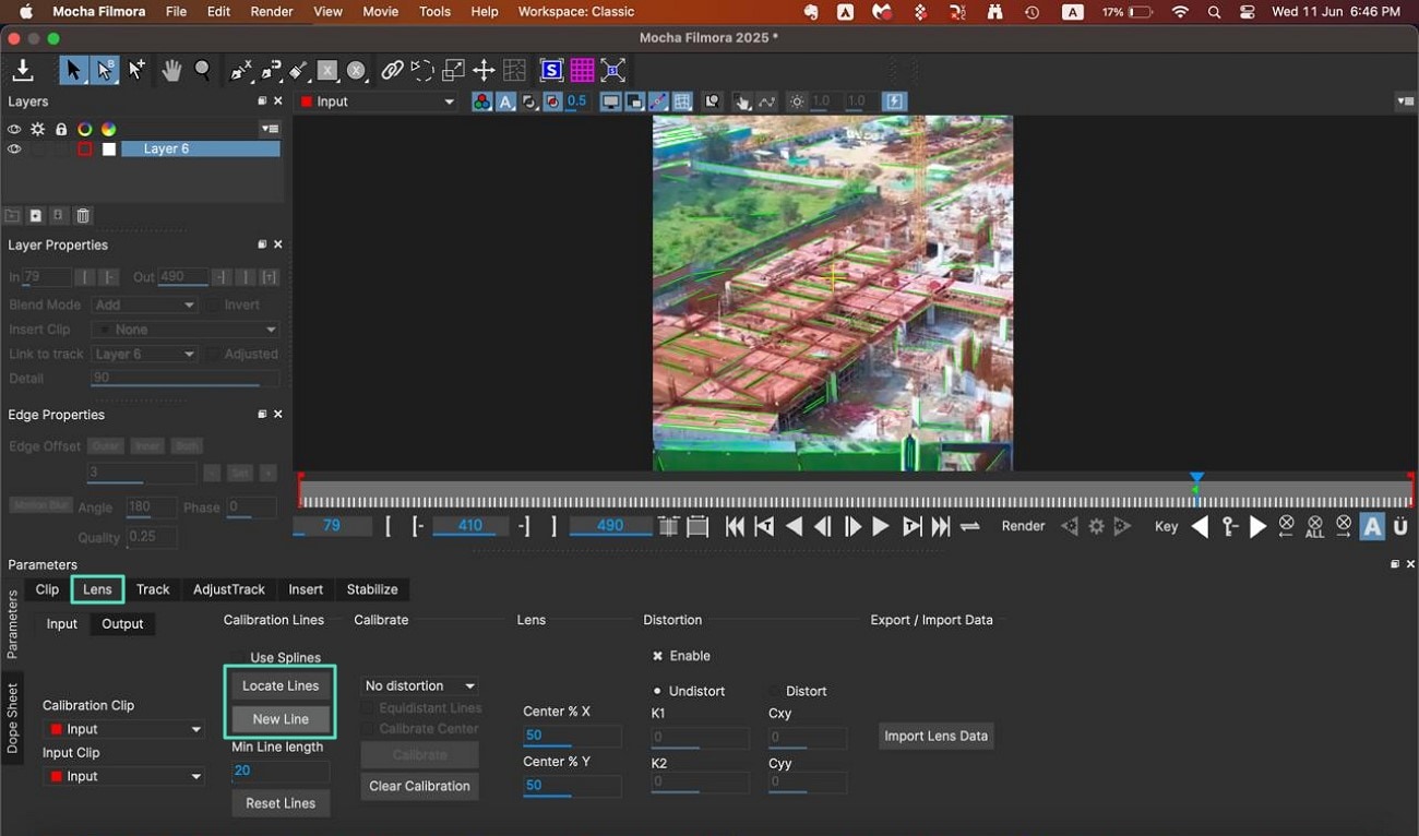 shift lens and locate lines