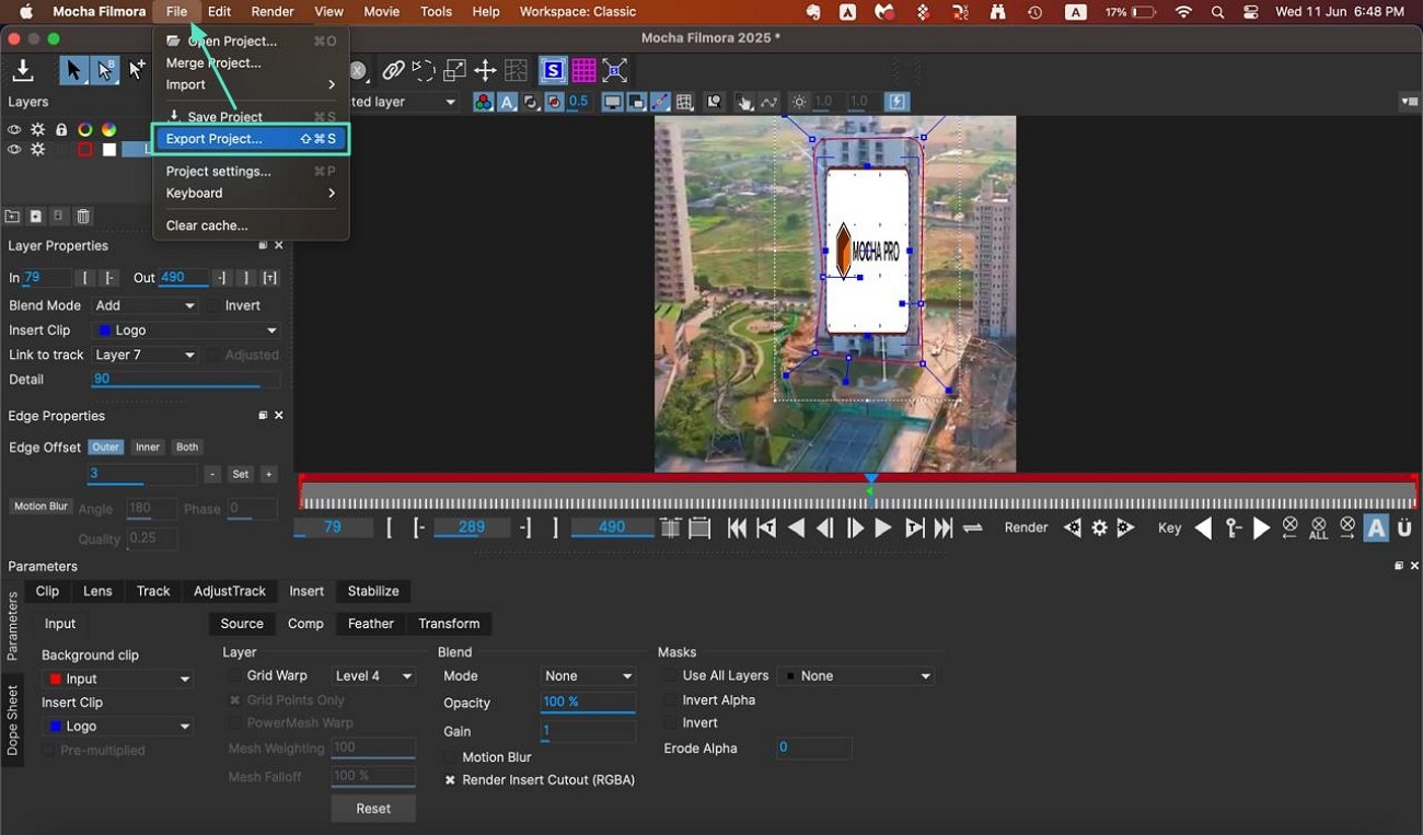 preview video and export from mocha