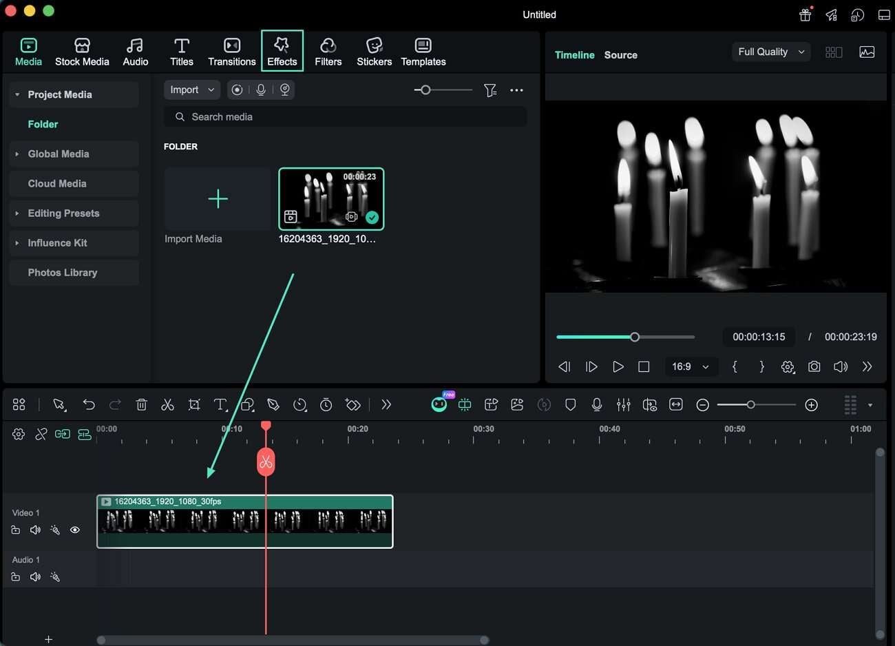 open effects tab