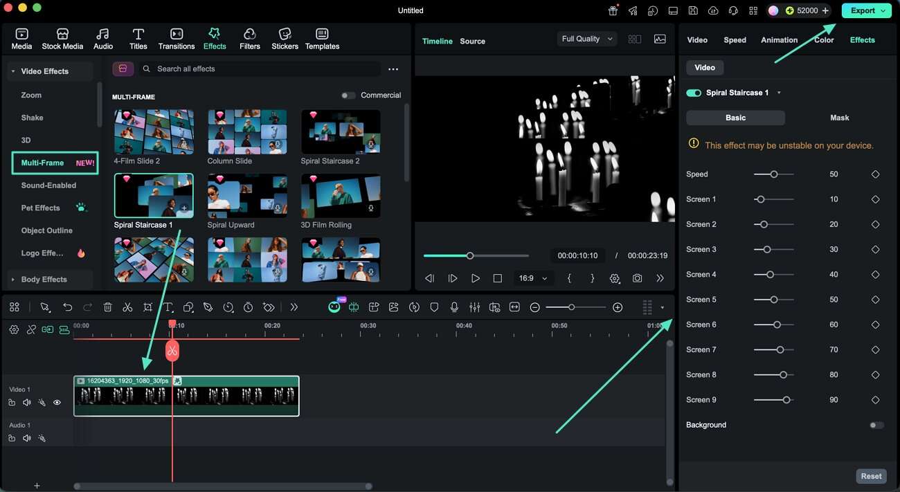 add multi frame and export