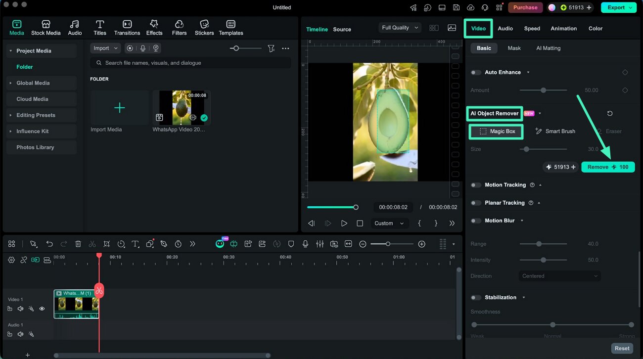 remove object via magic box
