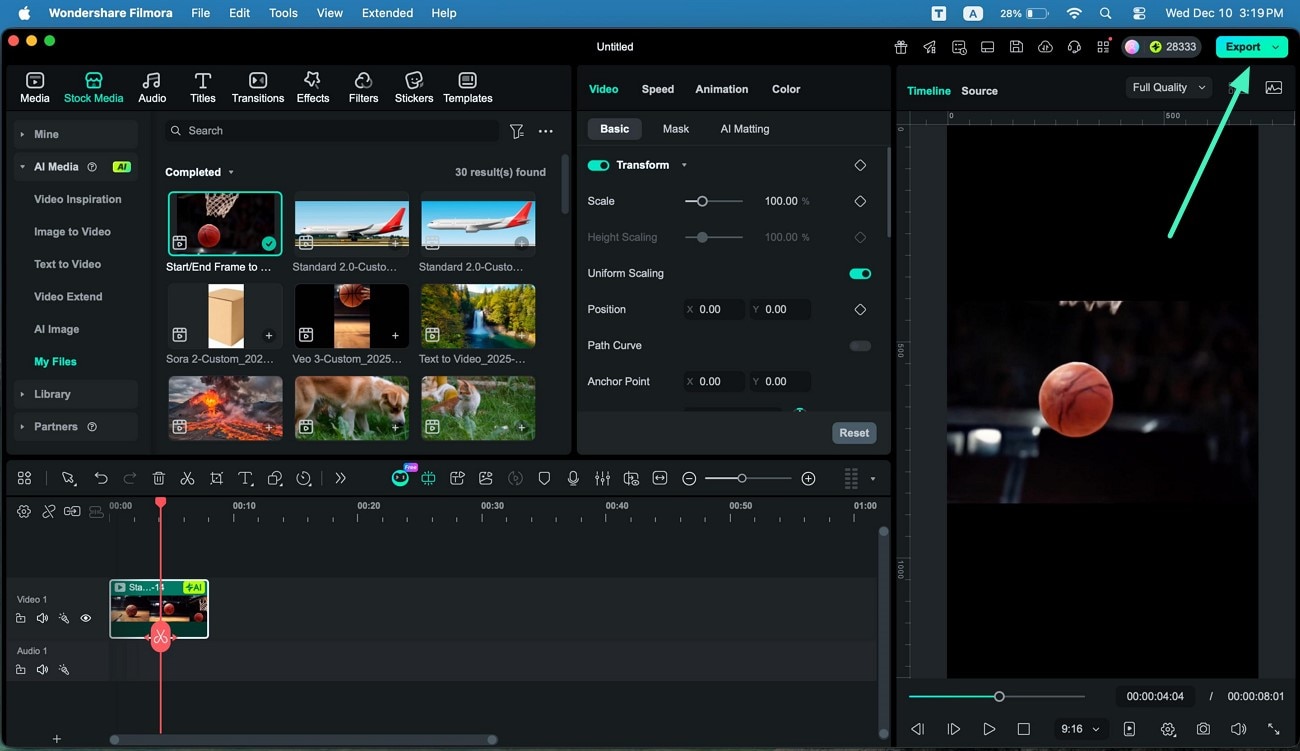 play video and export