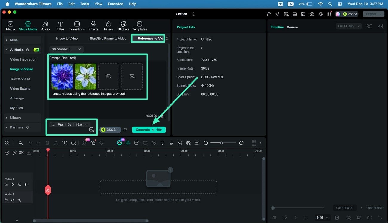 add reference images generate video