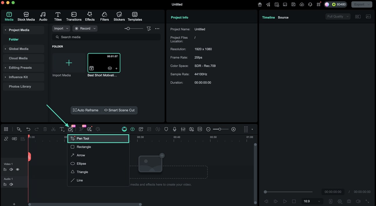 Zeichenstift-Werkzeug wählen und zeichnen