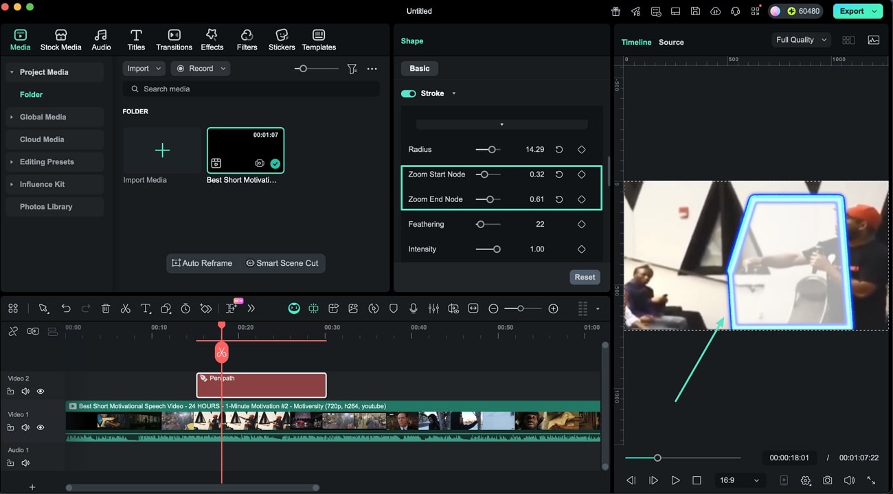 Start- und Endknoten einstellen