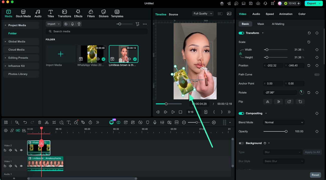 add overlay video adjust position preview
