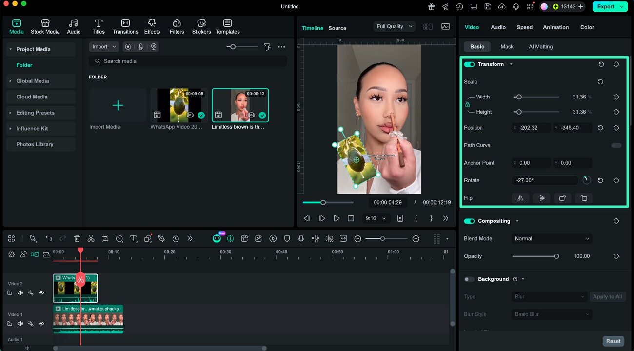 transform overlay video resize rotate controls