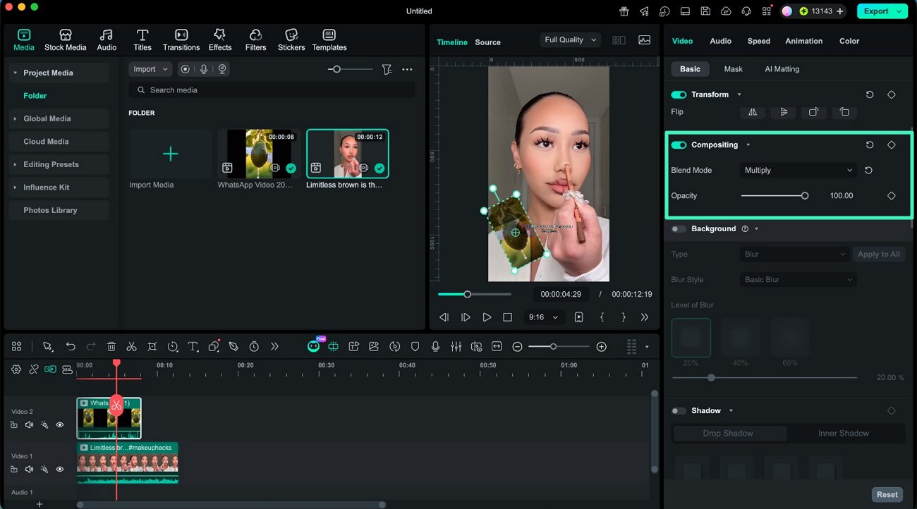 adjust compositing opacity blending layers