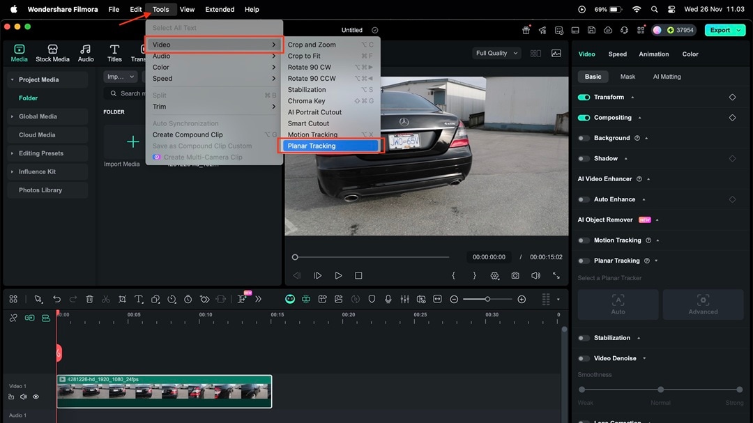 locate planar tracking from tools
