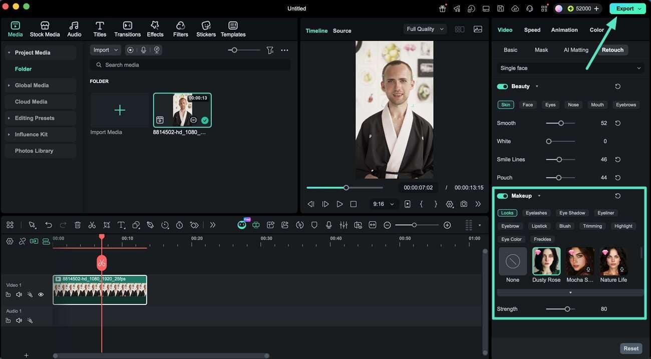 apply makeup preset and export mac