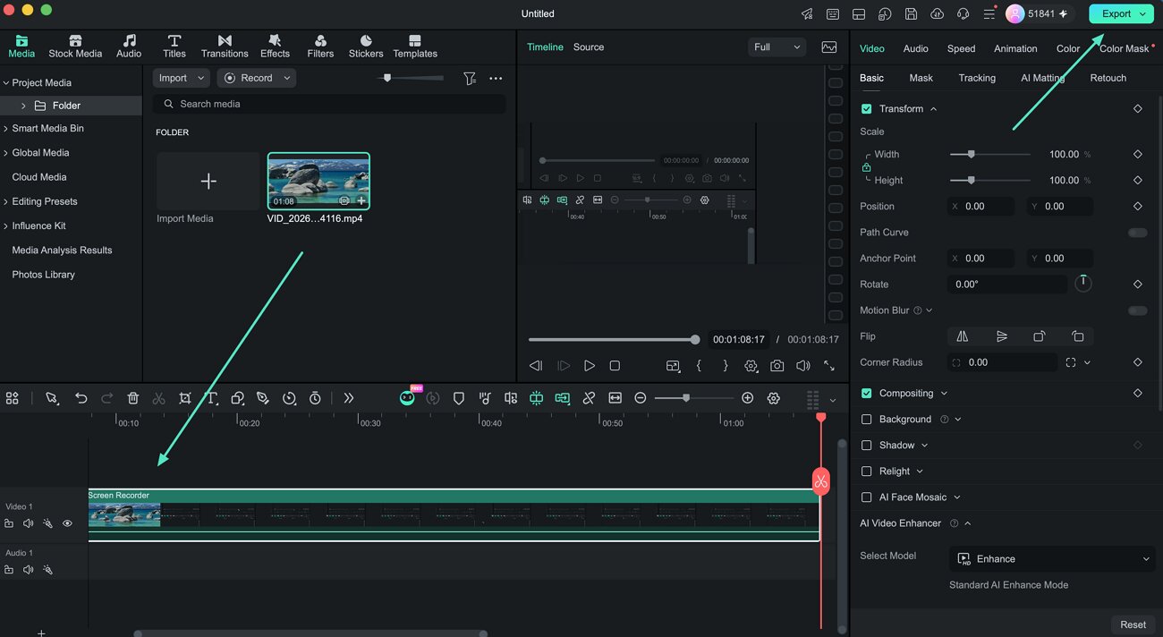 review and export screen recording