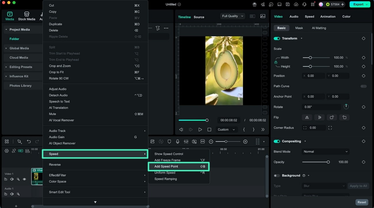 add speed point filmora