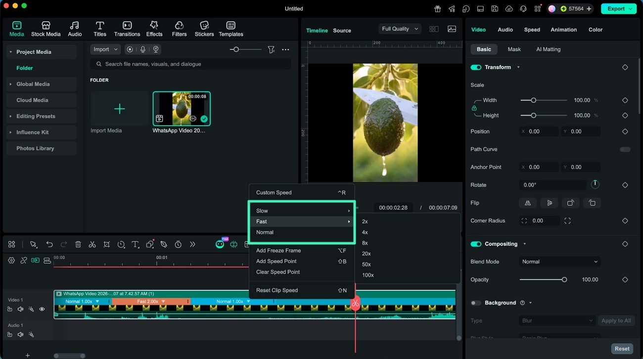 adjust segment playback speed