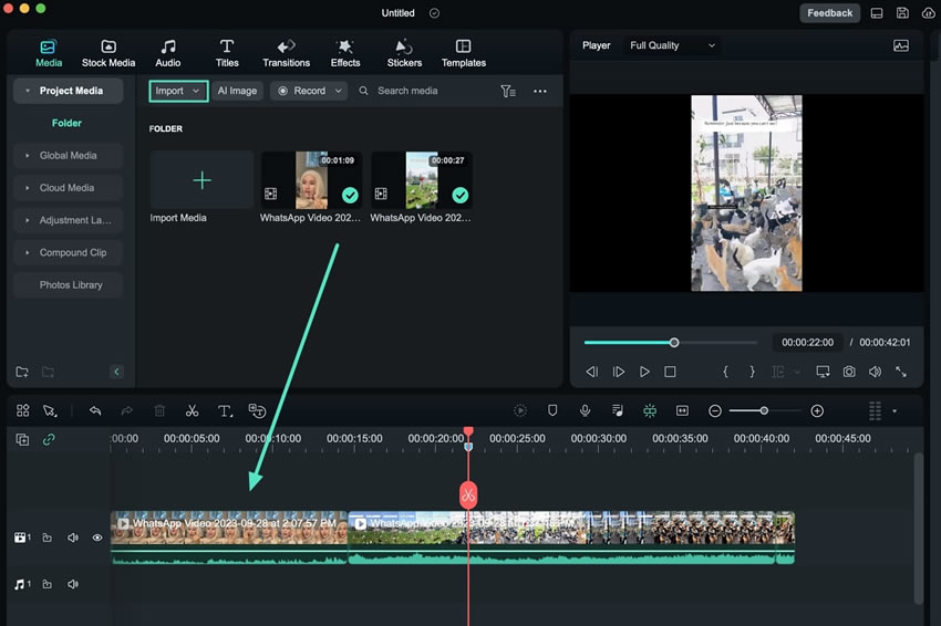 import video in timeline