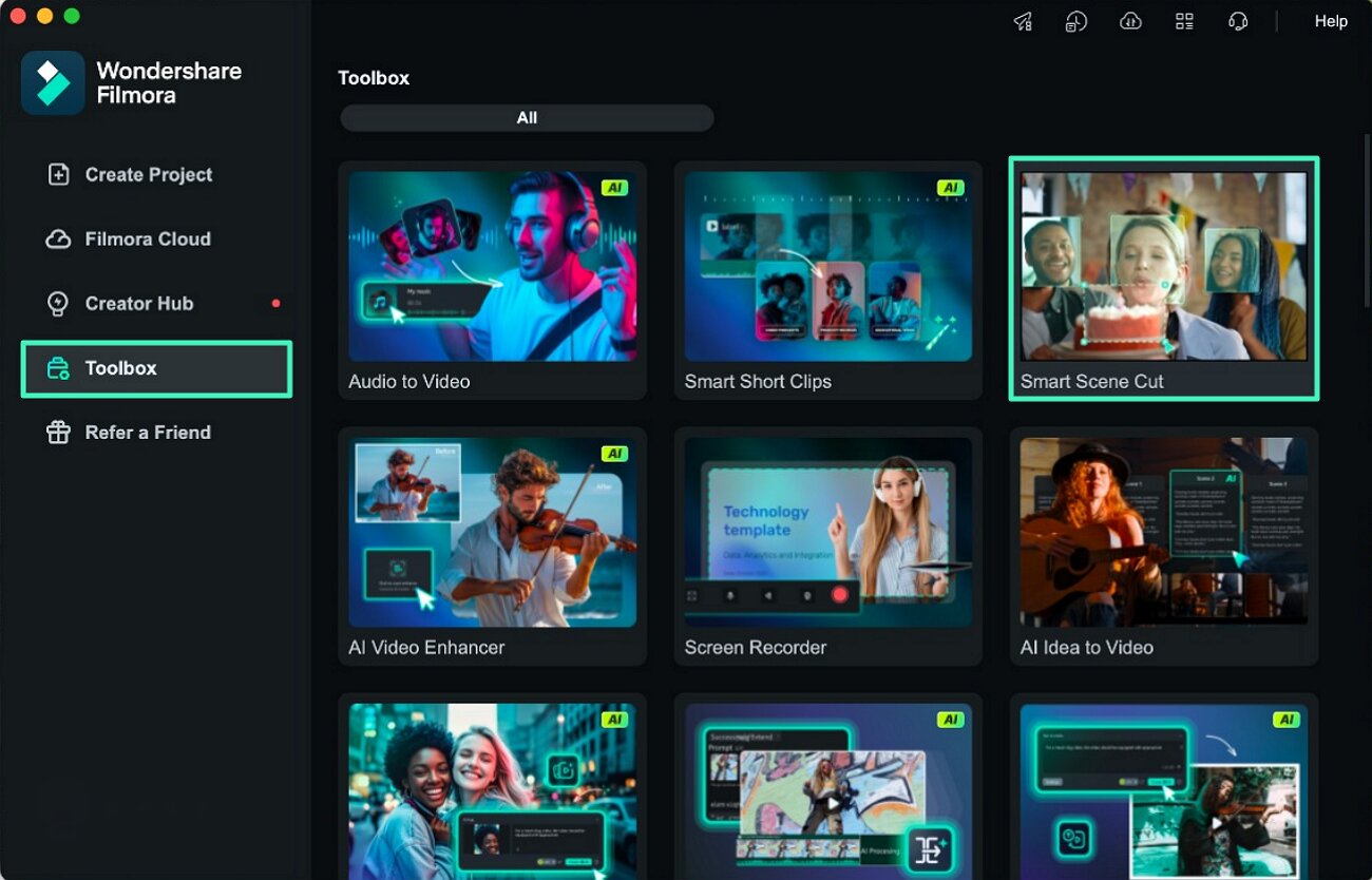 open smart scene cut from menu options