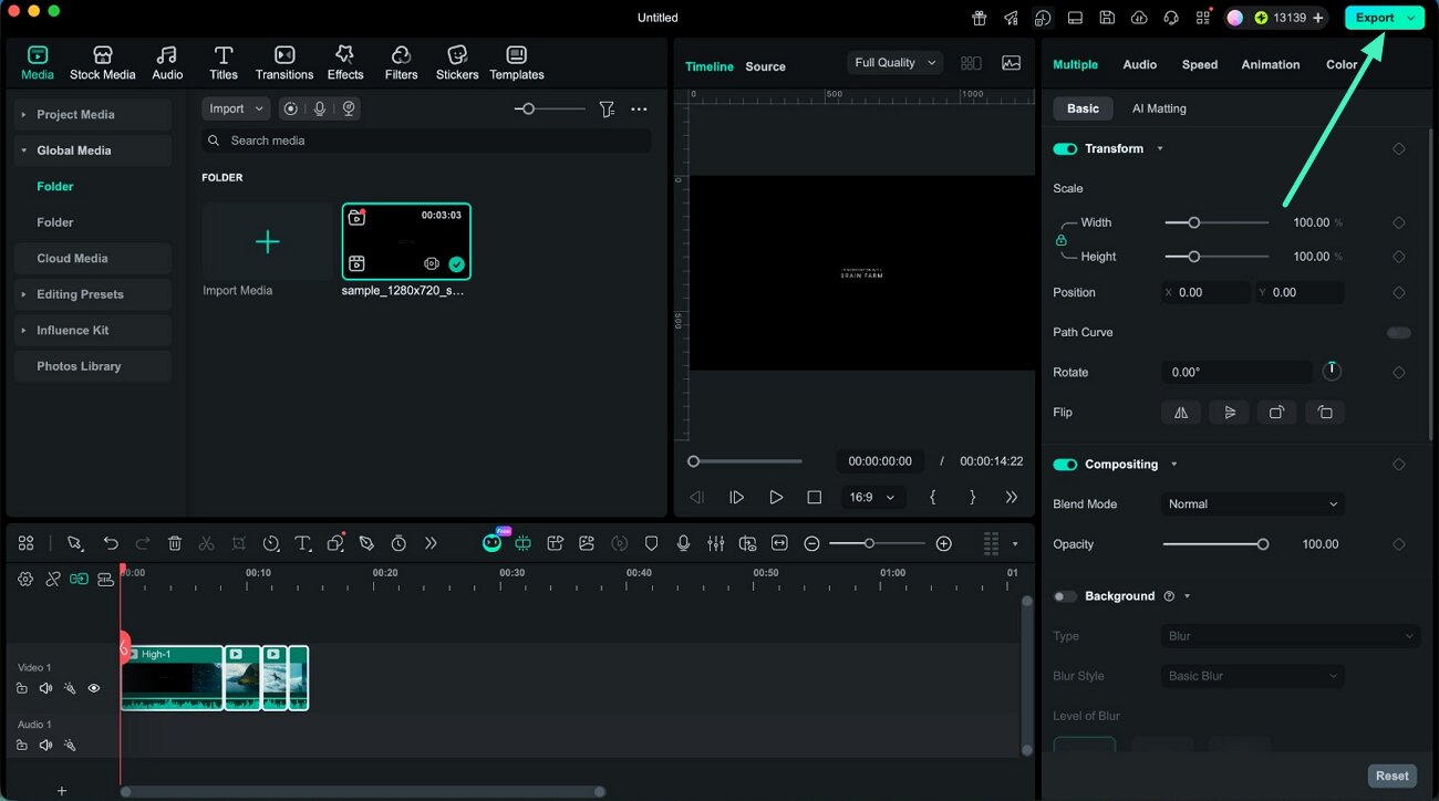 export final video project settings