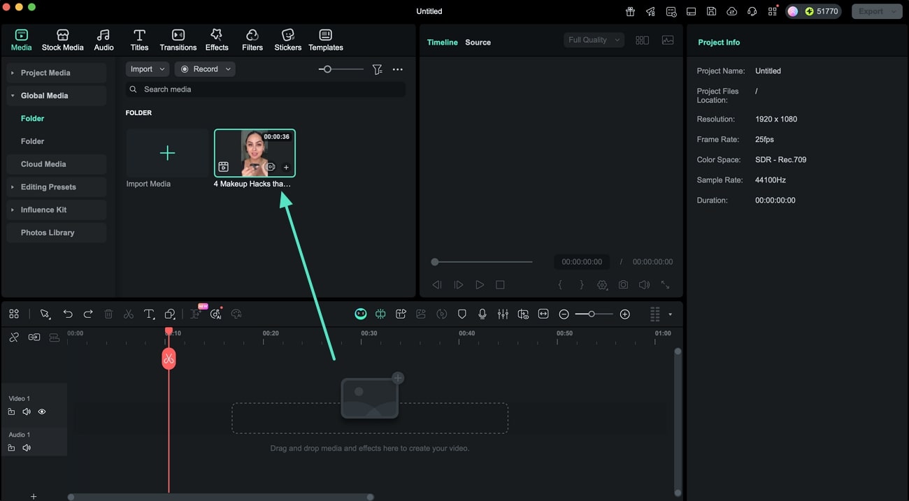 add clips to filmora interface