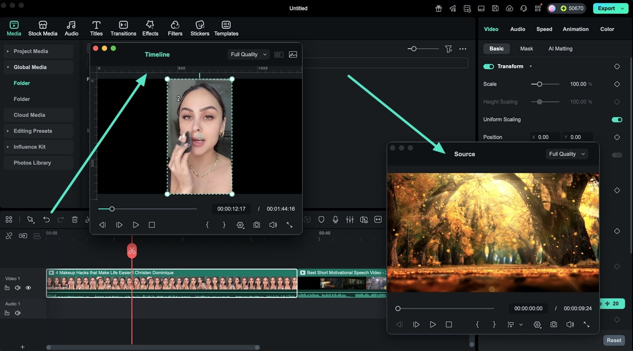 change source window position