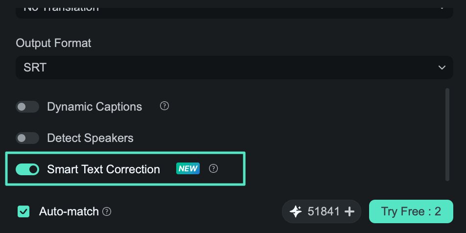 enable smart text correction in filmora on mac