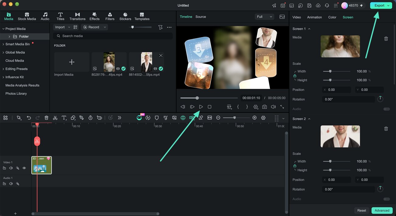 preview and export a template video