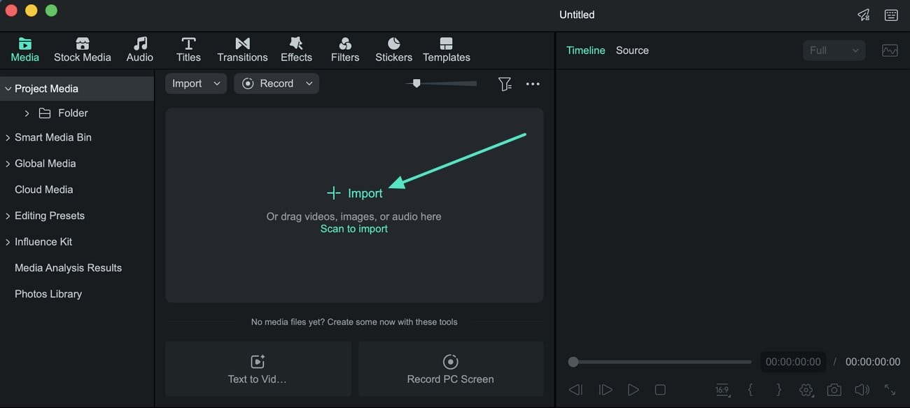 import video clip filmora timeline