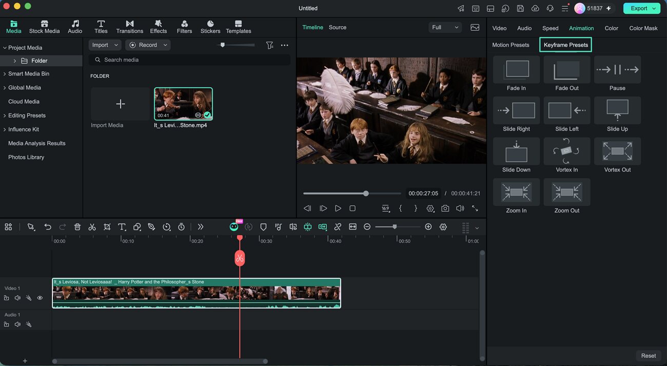 apply keyframe animation preset