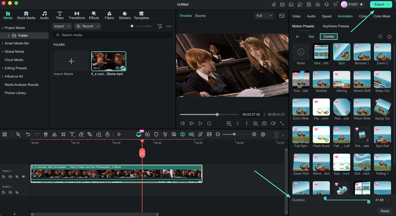 choose combo animation effect