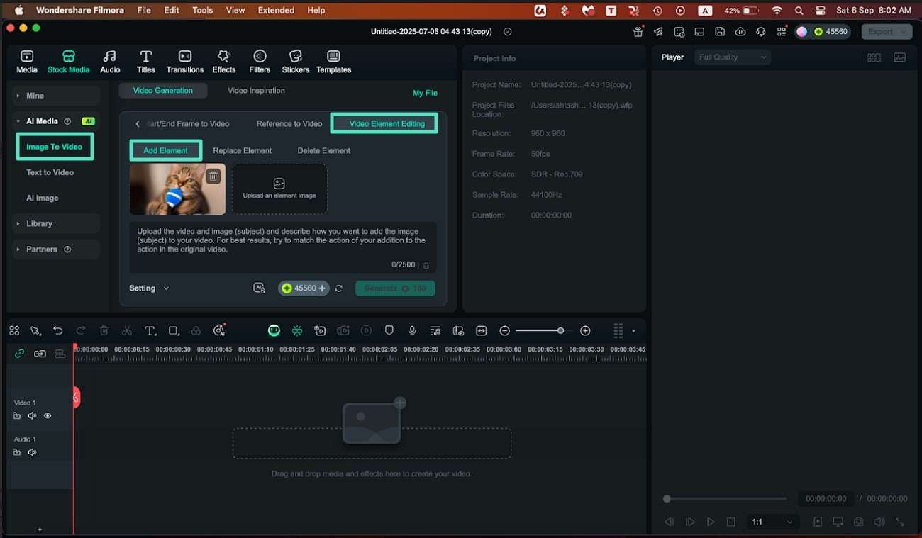 add video after add element selection