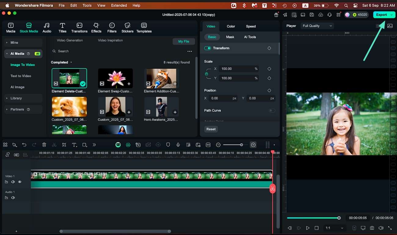 export video after generation