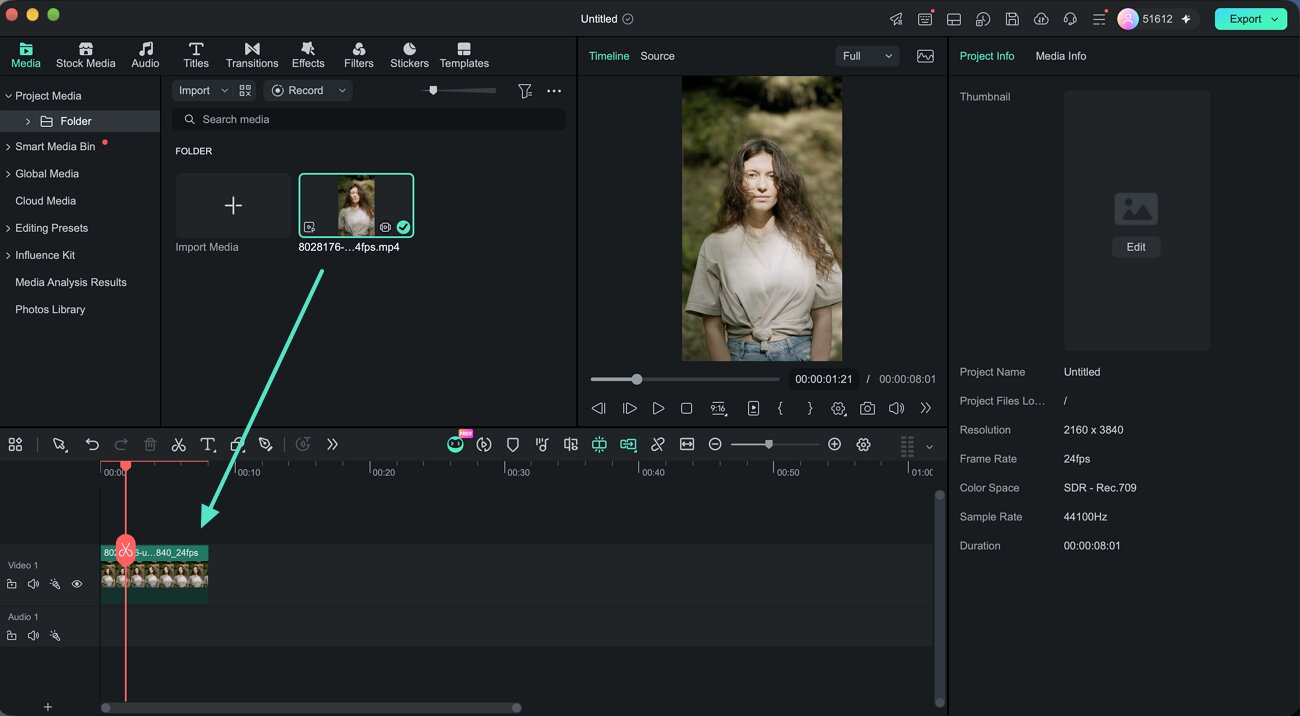 import clip on timeline