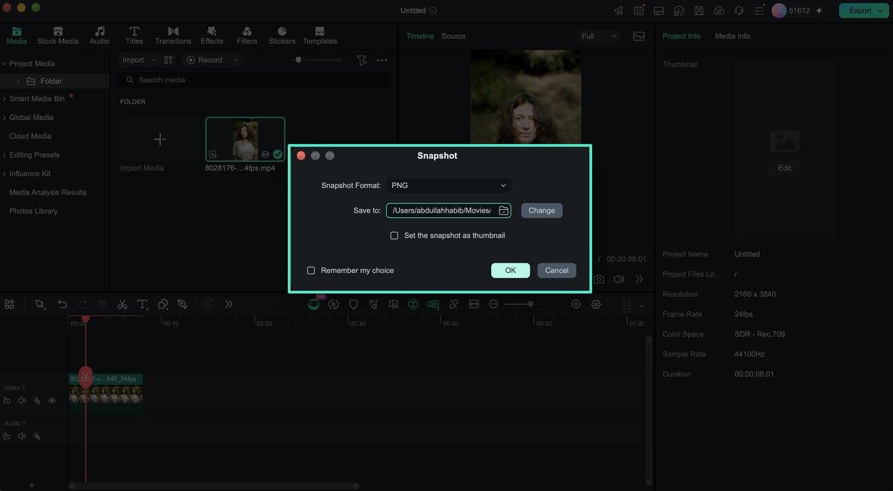save snapshot filmora mac