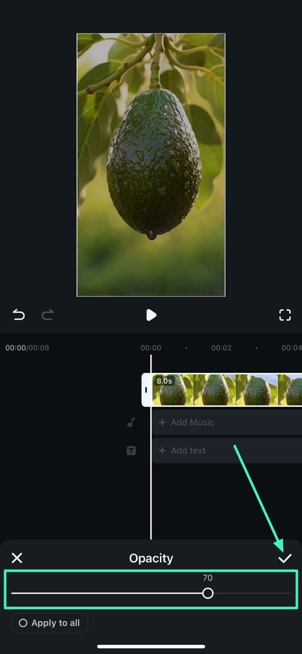 ajuster l’opacité avec le curseur