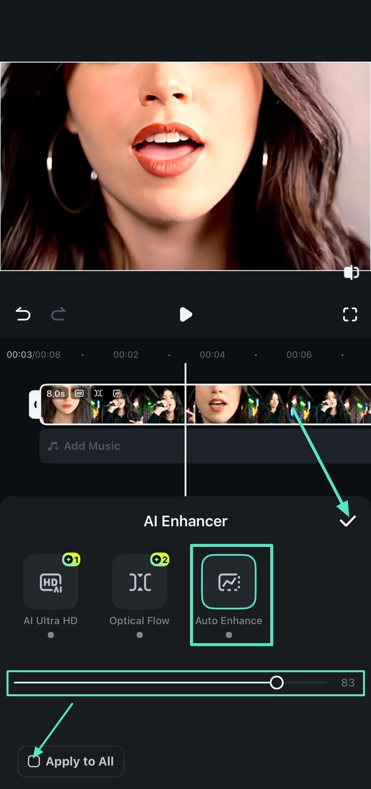 apply auto enhance feature