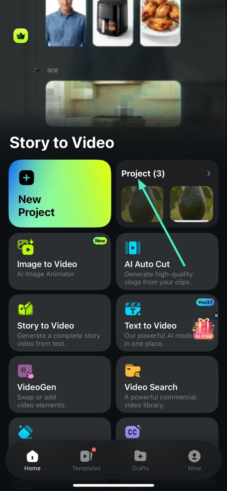 access your projects in app