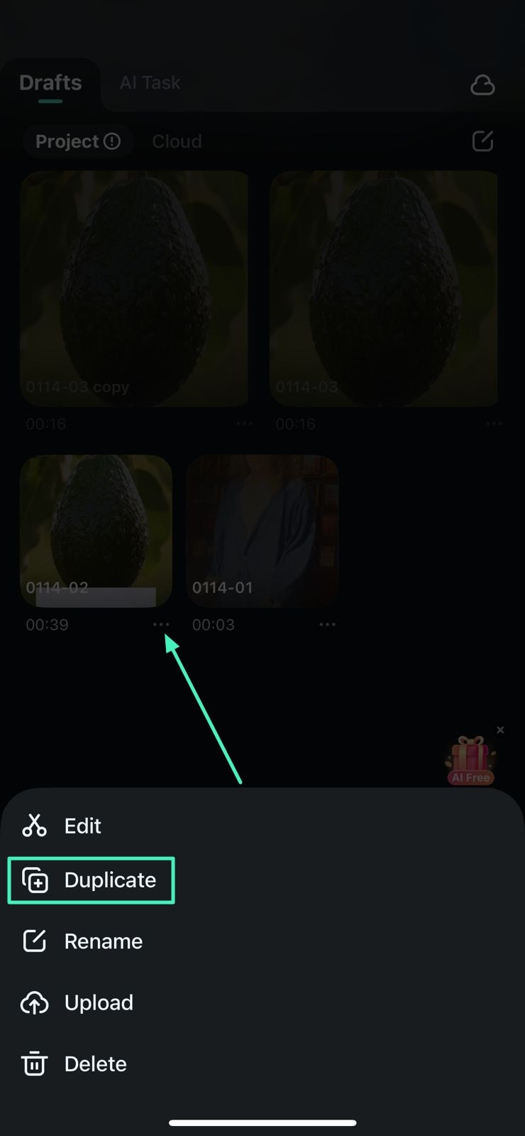 duplicate desired clips