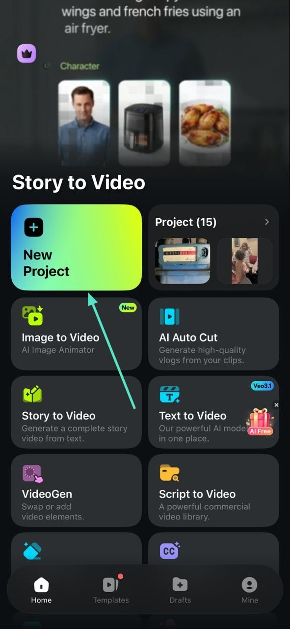 open new project filmora app