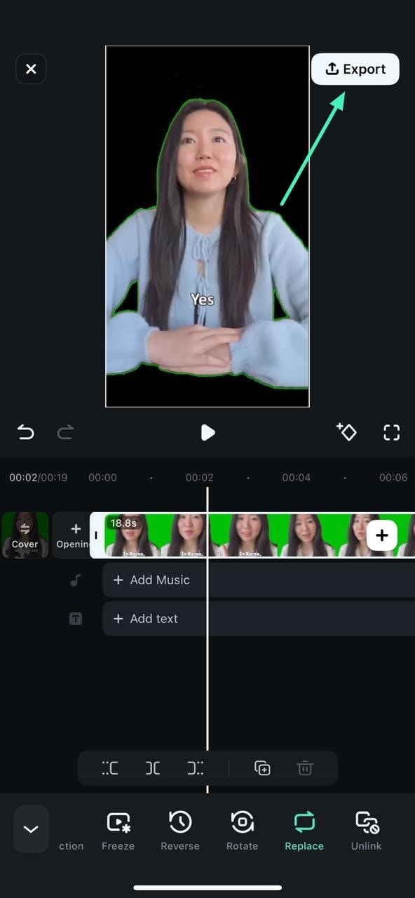 press export to save