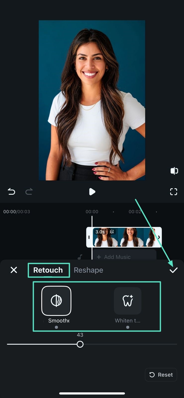 adjust smoothness and whiten teeth
