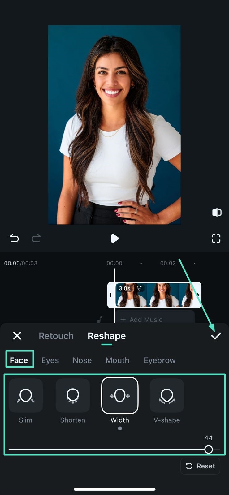 adjust face attributes under reshape