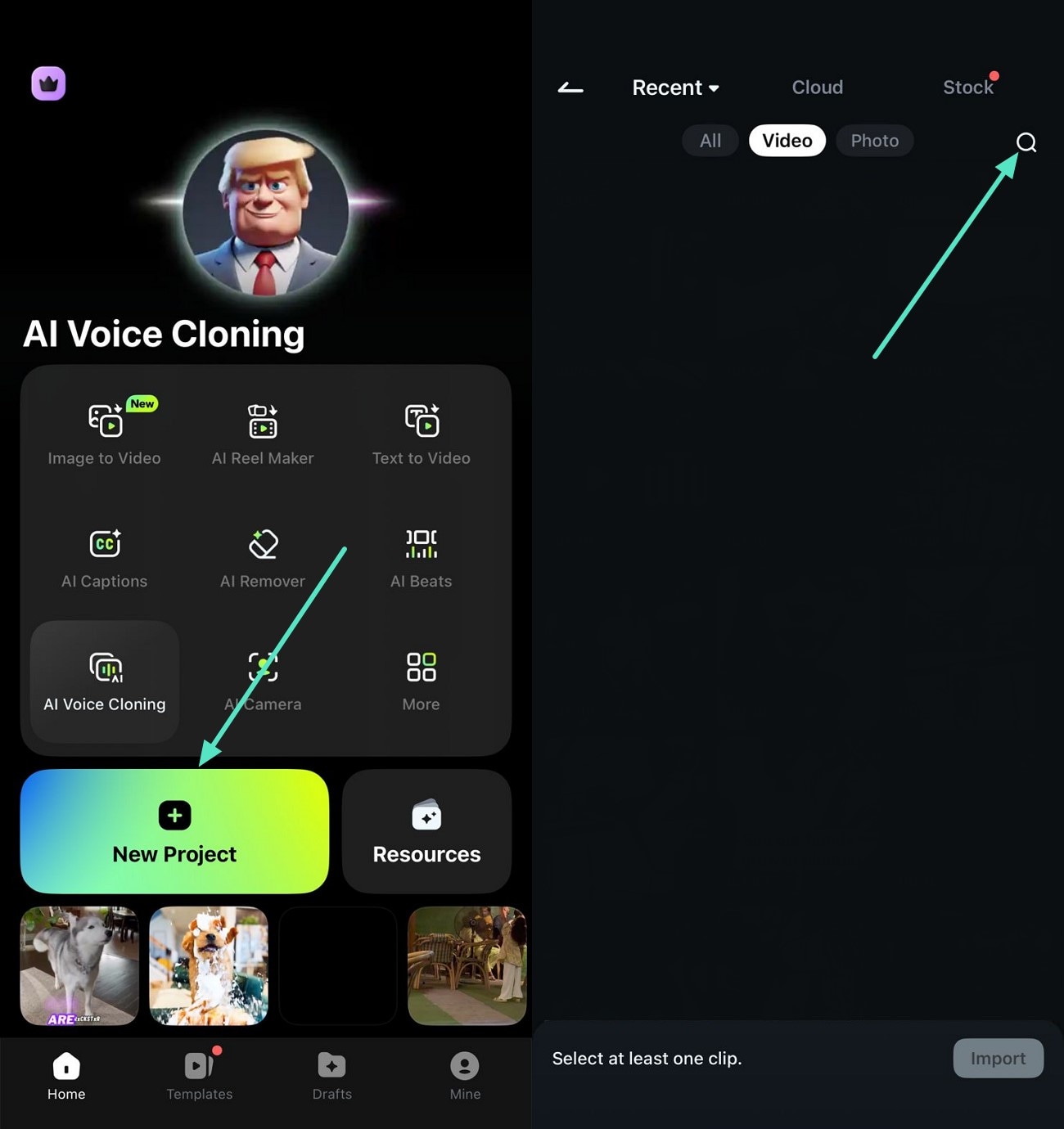 start new project filmora app