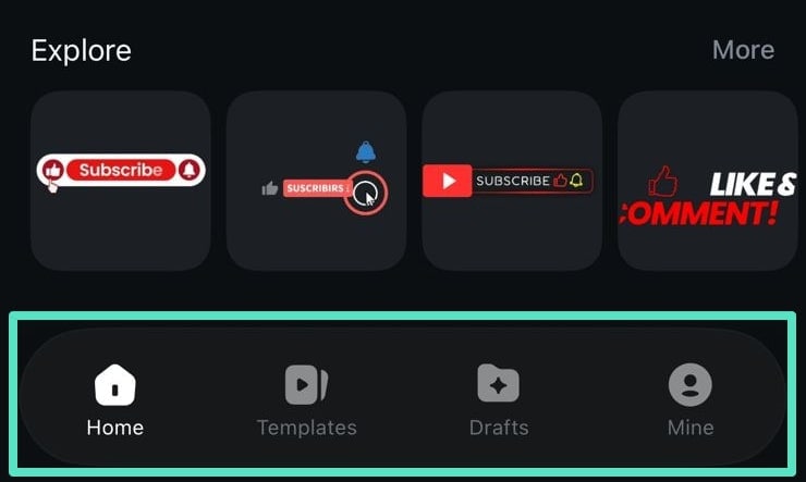 menu bar in filmora app
