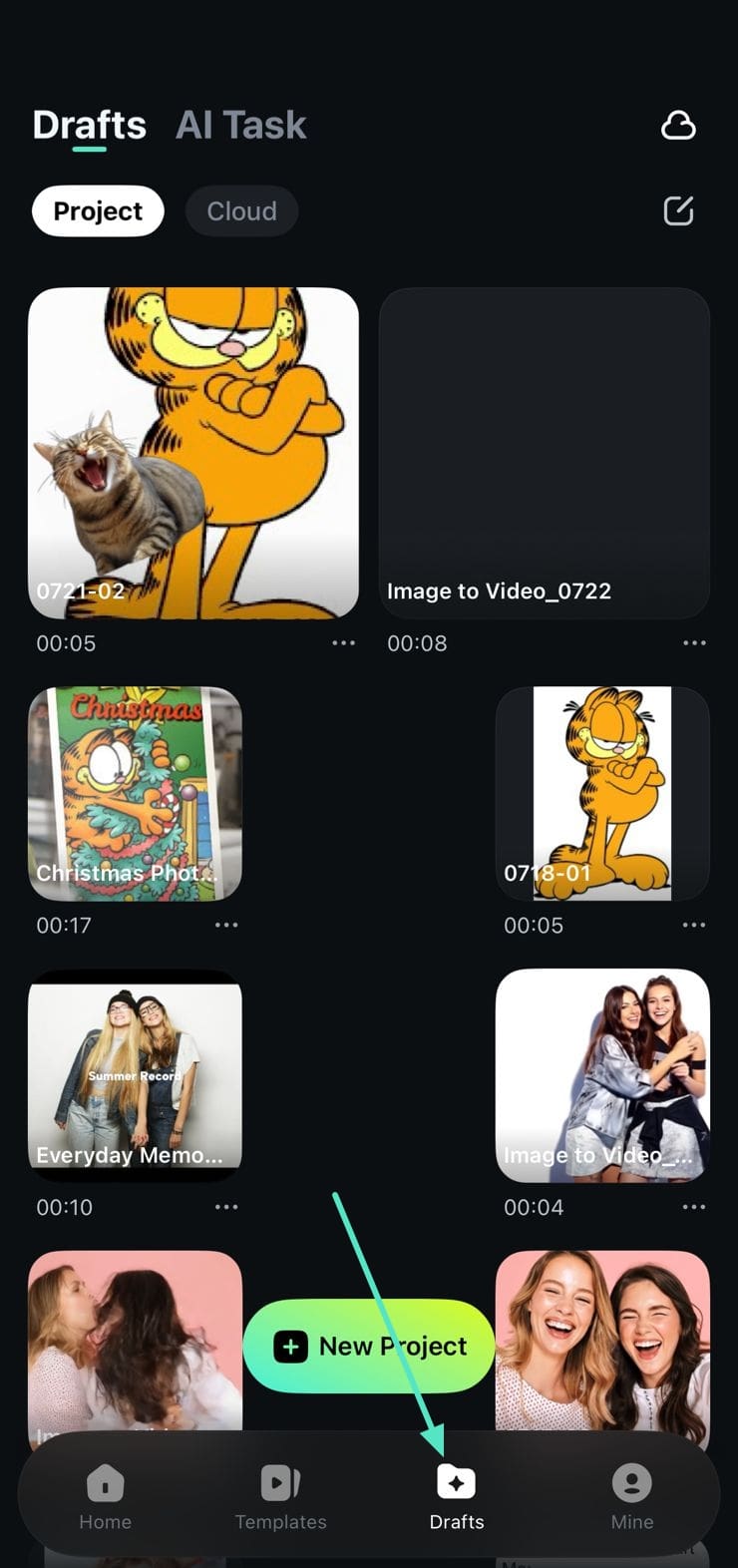 draft section filmora app