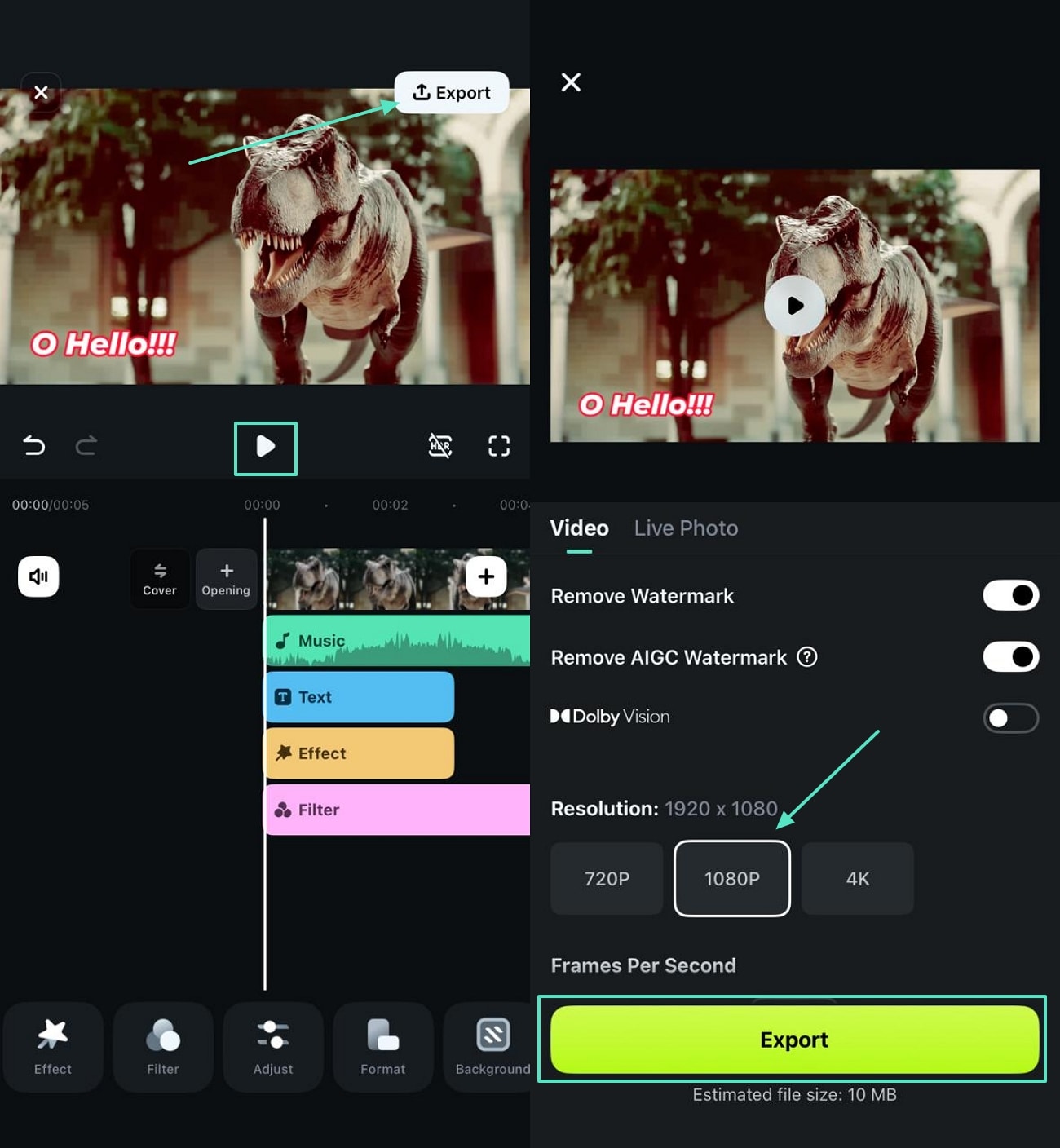 export replace videogen results
