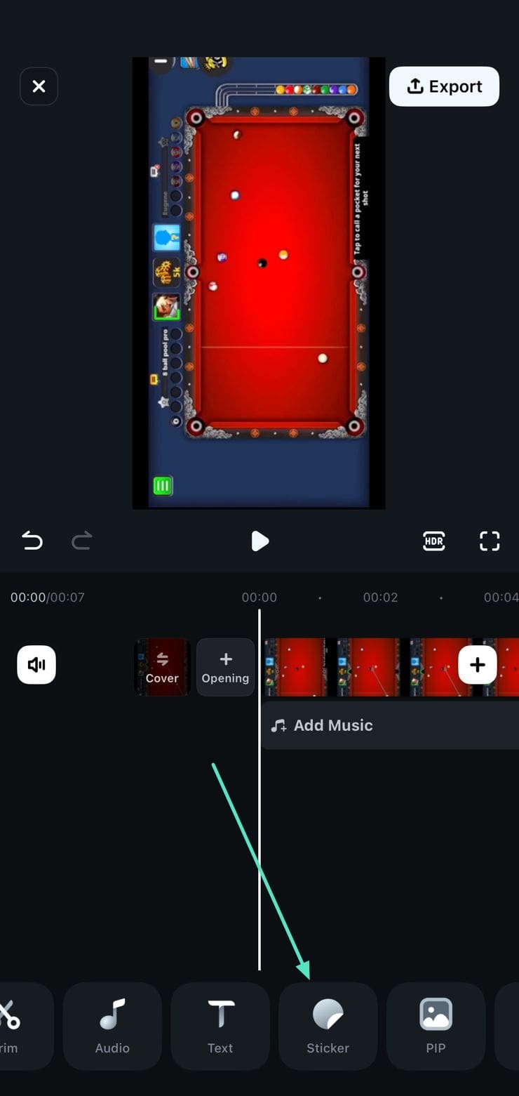 access sticker section filmora app