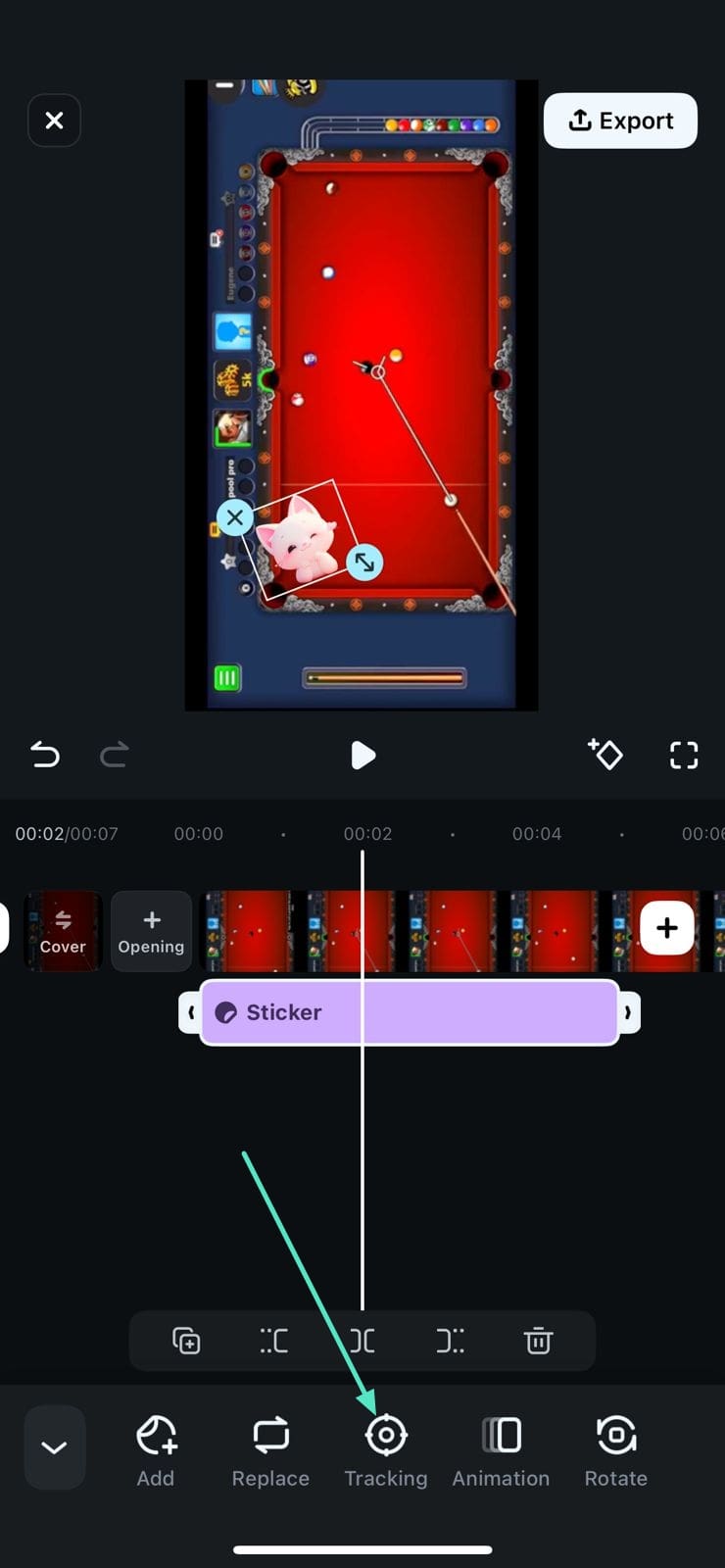 choose sticker tracking filmora app